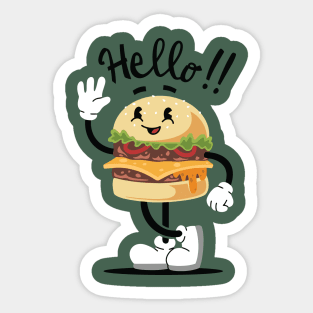 Cute Mascot Burger Sticker